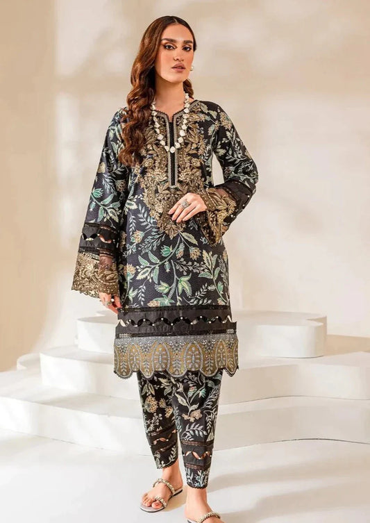 jade -2 Pc Lawn summer Collection printed Suit with embroidered  patches